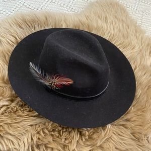 Barbour Brown Hat with Feather Accent
